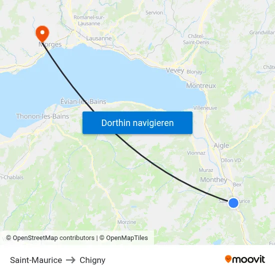 Saint-Maurice to Chigny map