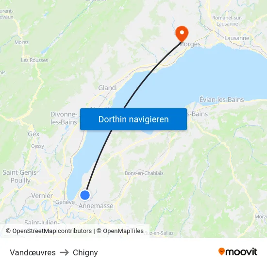Vandœuvres to Chigny map