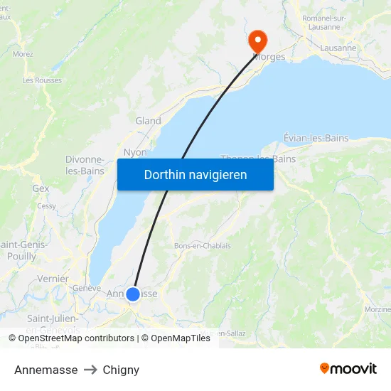 Annemasse to Chigny map