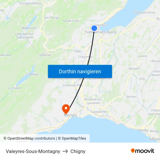 Valeyres-Sous-Montagny to Chigny map