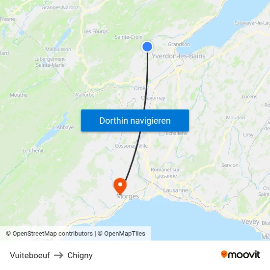 Vuiteboeuf to Chigny map