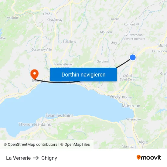 La Verrerie to Chigny map