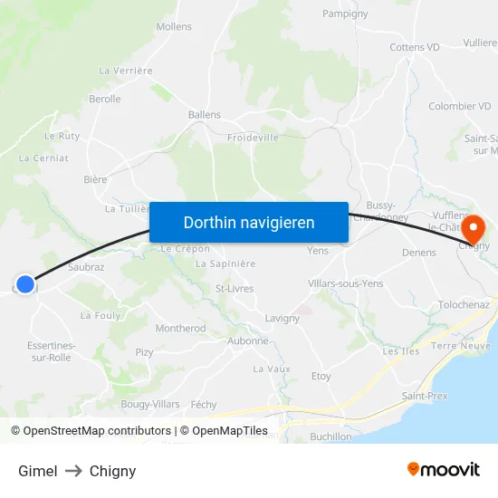 Gimel to Chigny map