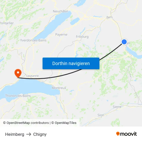 Heimberg to Chigny map