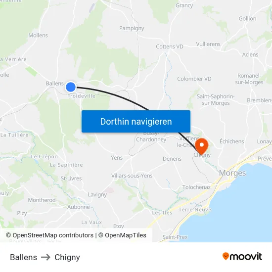 Ballens to Chigny map