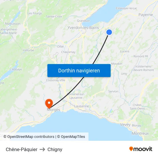 Chêne-Pâquier to Chigny map