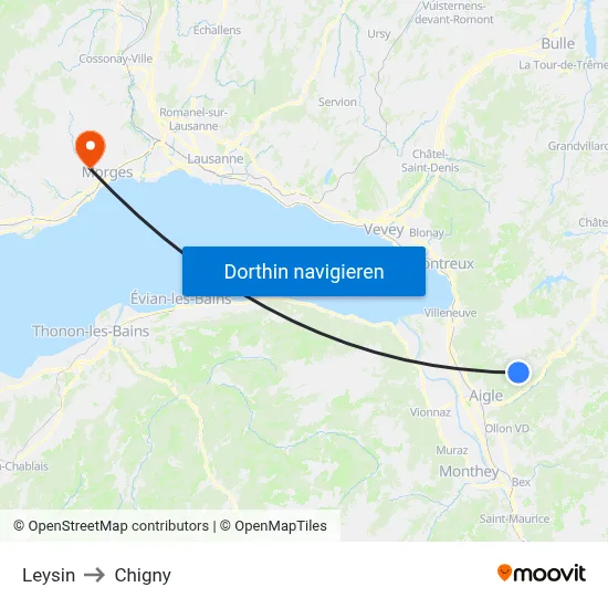 Leysin to Chigny map