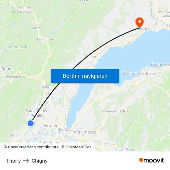 Thoiry to Chigny map