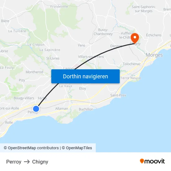 Perroy to Chigny map