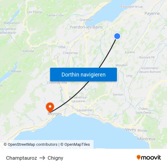 Champtauroz to Chigny map