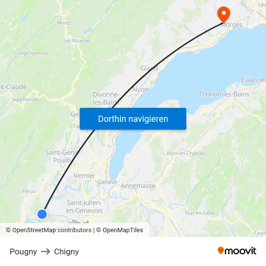 Pougny to Chigny map