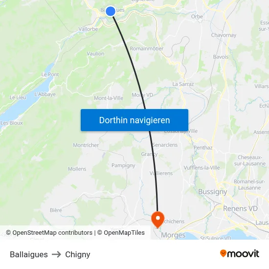 Ballaigues to Chigny map