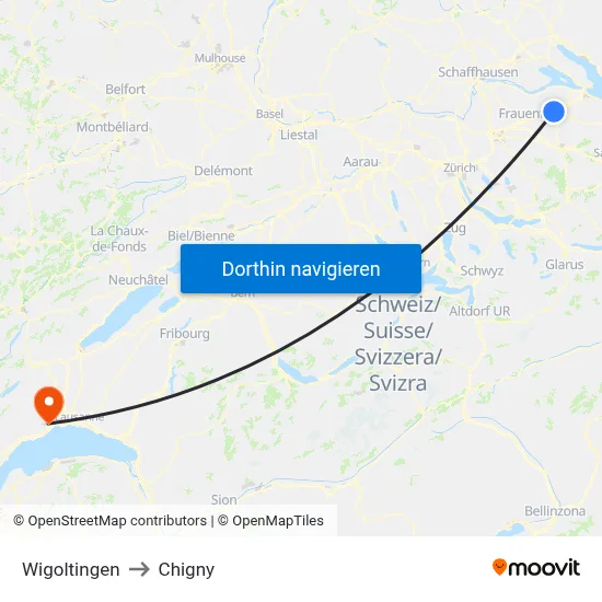 Wigoltingen to Chigny map