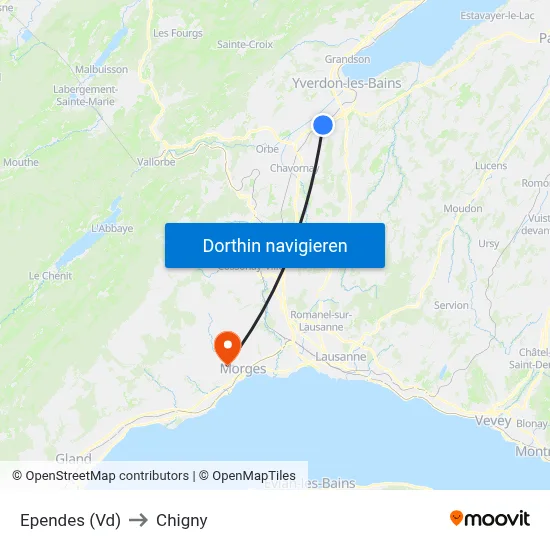 Ependes (Vd) to Chigny map