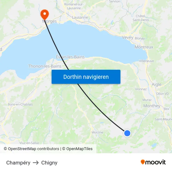 Champéry to Chigny map