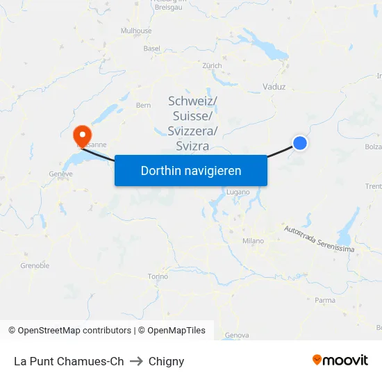 La Punt Chamues-Ch to Chigny map