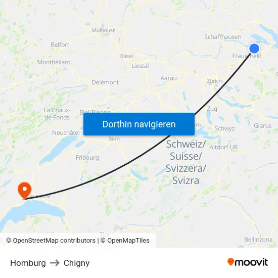 Homburg to Chigny map