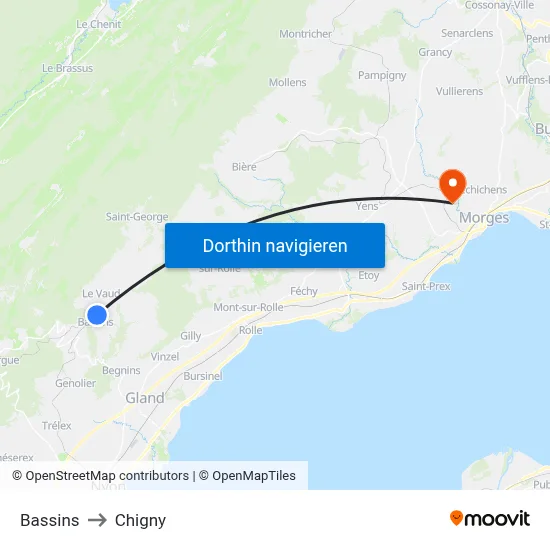 Bassins to Chigny map