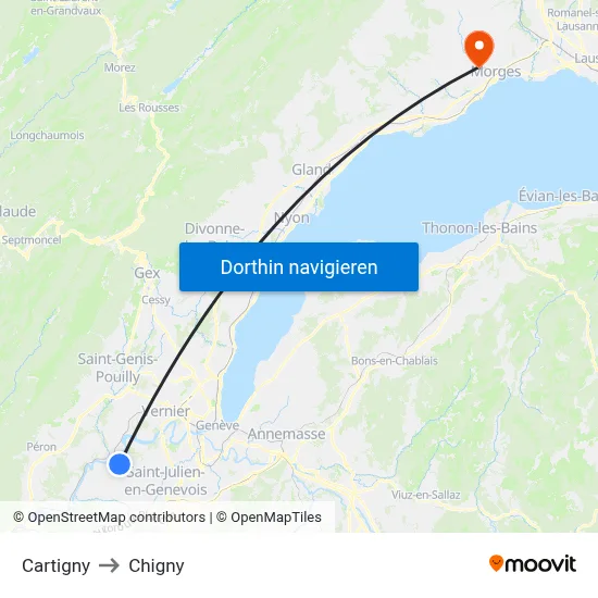 Cartigny to Chigny map