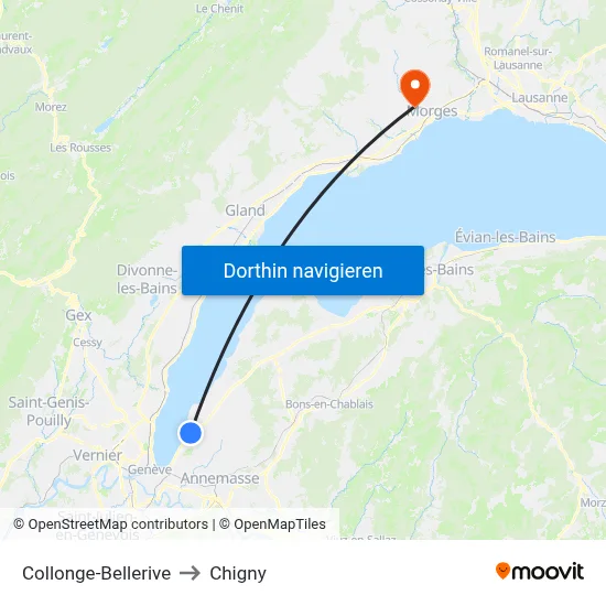 Collonge-Bellerive to Chigny map