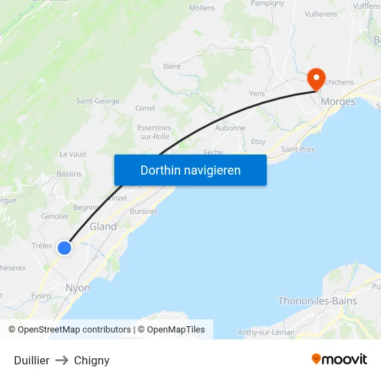 Duillier to Chigny map