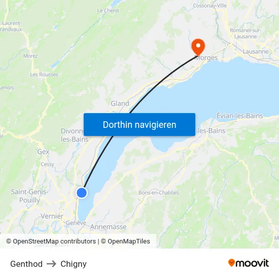 Genthod to Chigny map
