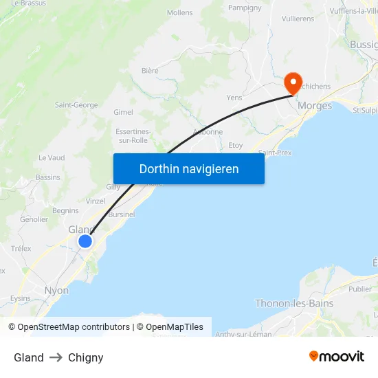 Gland to Chigny map