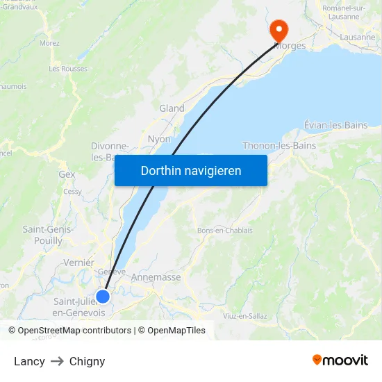 Lancy to Chigny map