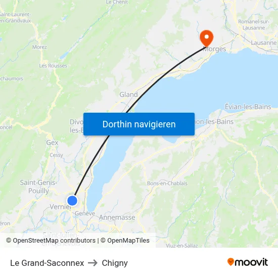 Le Grand-Saconnex to Chigny map