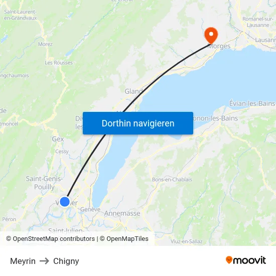 Meyrin to Chigny map