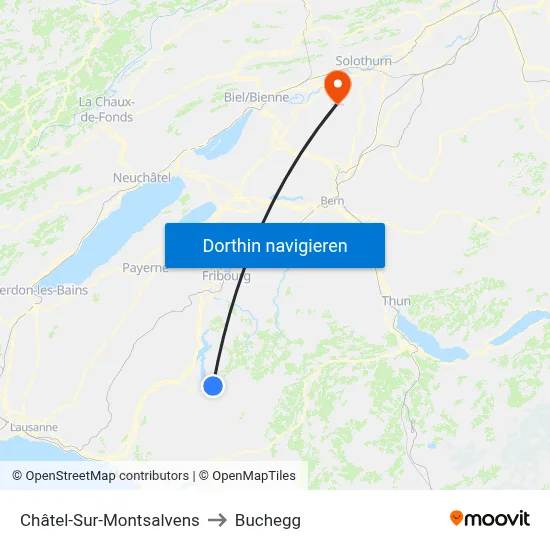 Châtel-Sur-Montsalvens to Buchegg map