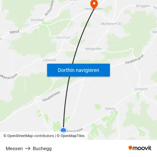 Messen to Buchegg map