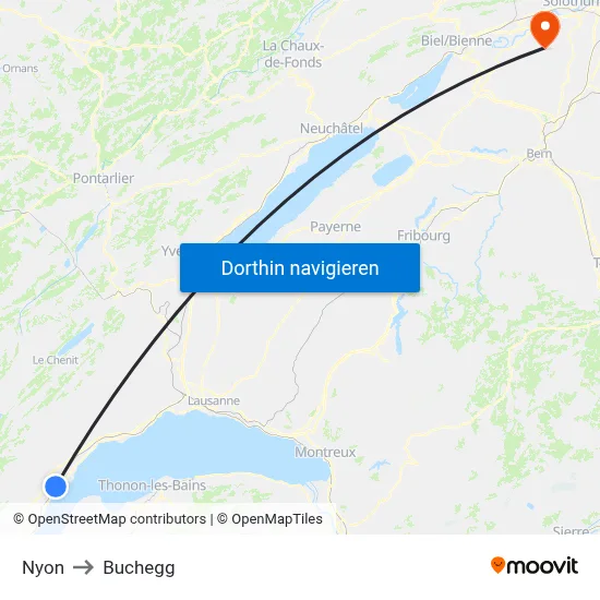Nyon to Buchegg map