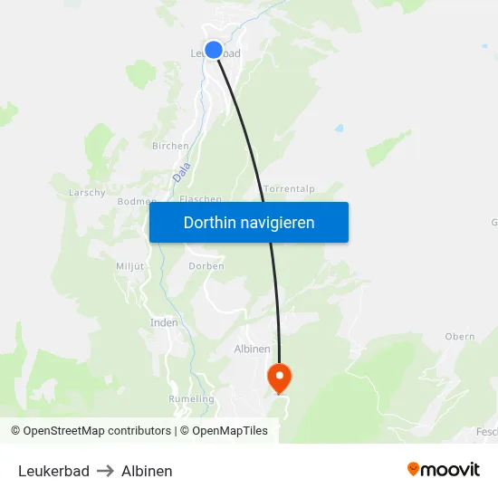 Leukerbad to Albinen map