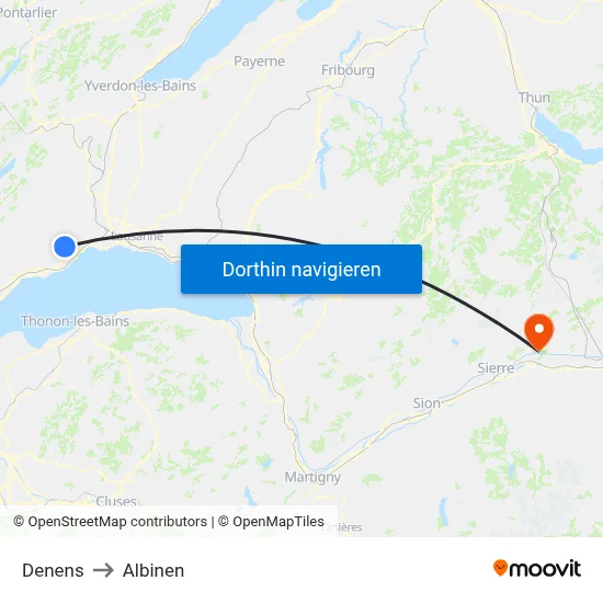 Denens to Albinen map