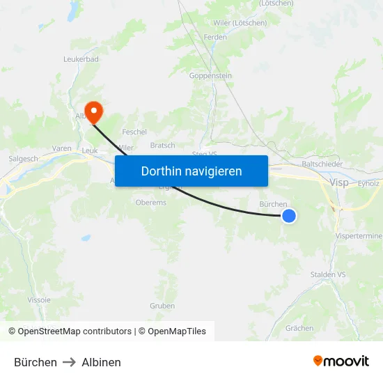 Bürchen to Albinen map