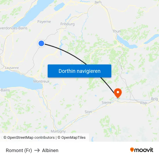 Romont (Fr) to Albinen map