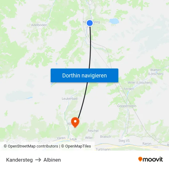 Kandersteg to Albinen map