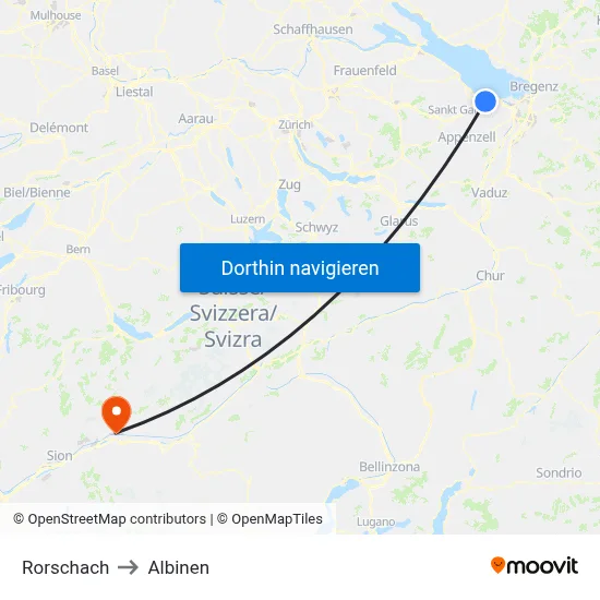 Rorschach to Albinen map
