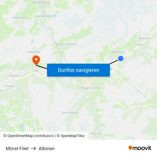 Mörel-Filet to Albinen map
