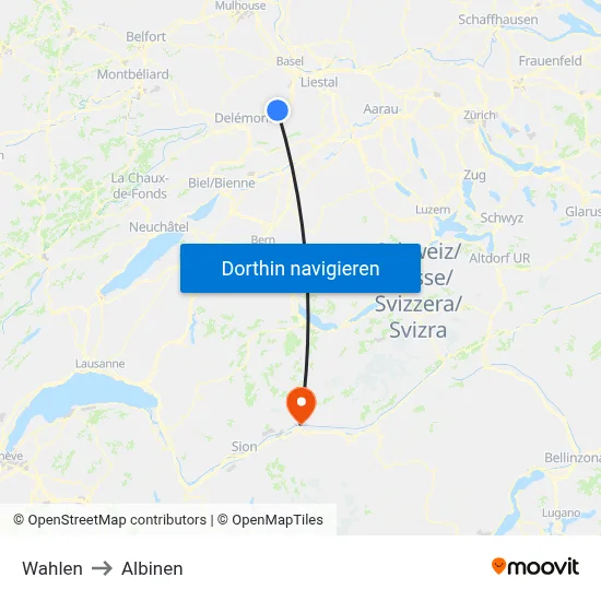 Wahlen to Albinen map