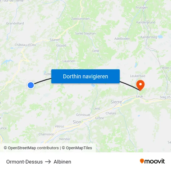 Ormont-Dessus to Albinen map