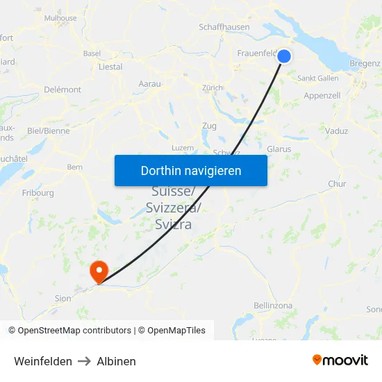Weinfelden to Albinen map