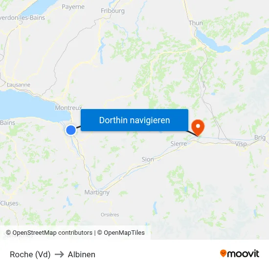 Roche (Vd) to Albinen map