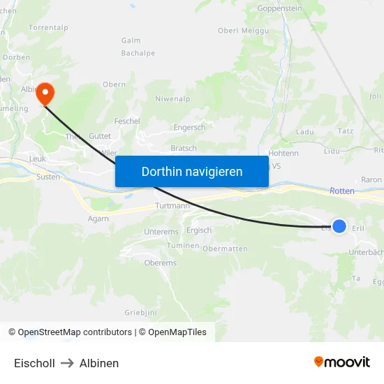 Eischoll to Albinen map