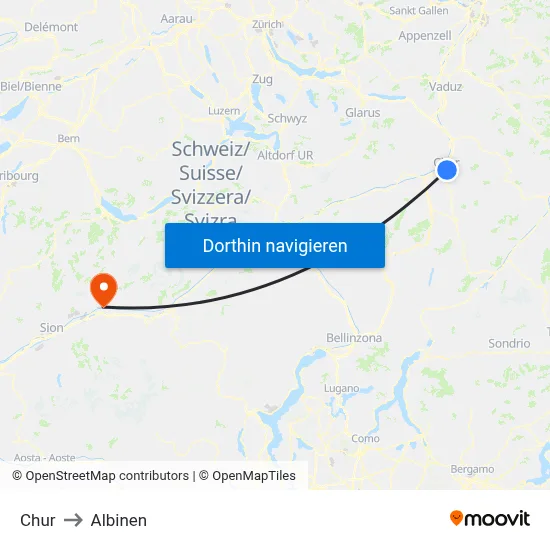 Chur to Albinen map
