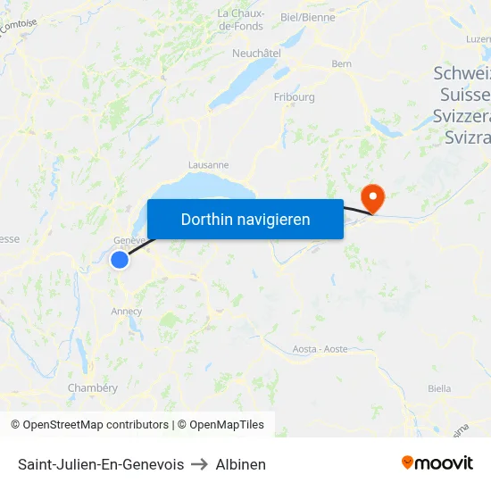 Saint-Julien-En-Genevois to Albinen map