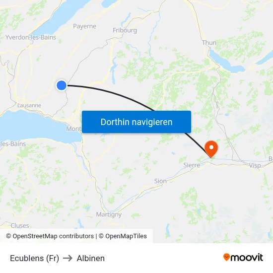 Ecublens (Fr) to Albinen map