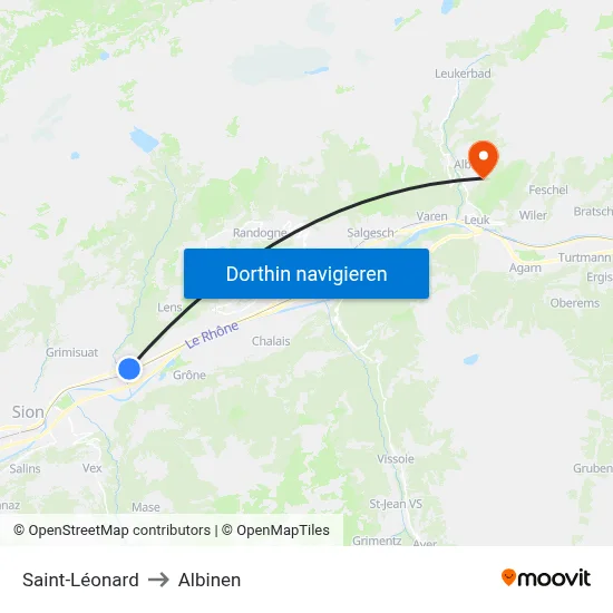 Saint-Léonard to Albinen map