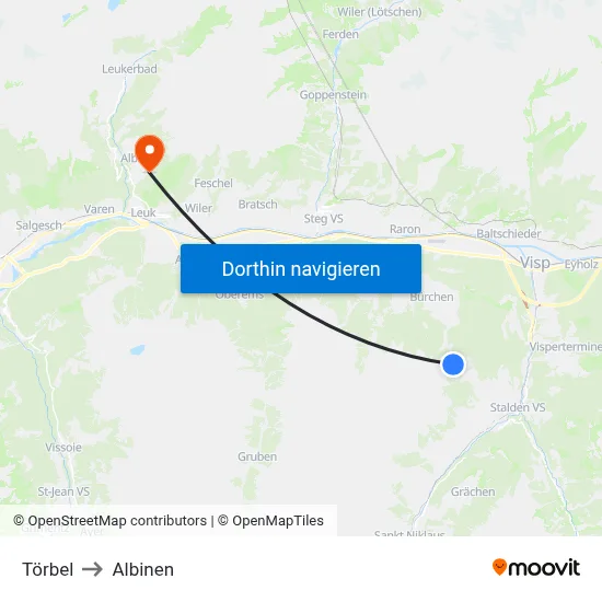 Törbel to Albinen map